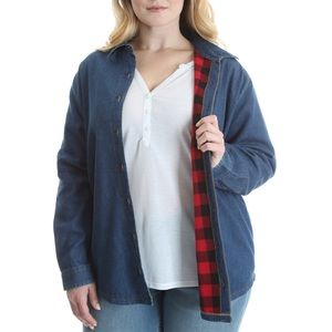 🌵 Lee Women's Denim Shirt w/ Plaid Fleece Lining